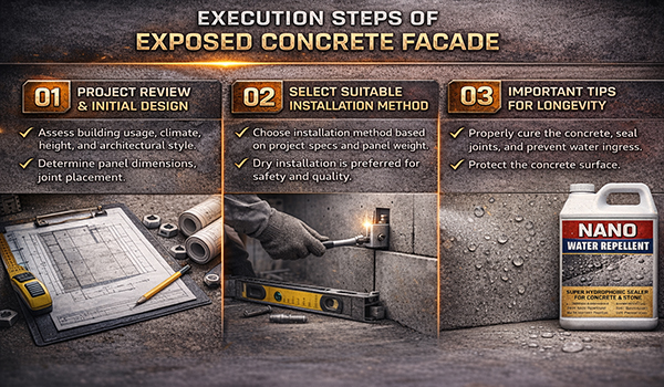 مراحل اجرای نمای بتن اکسپوز