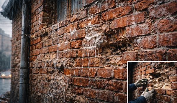 تاثیر باران اسیدی بر نمای آجری