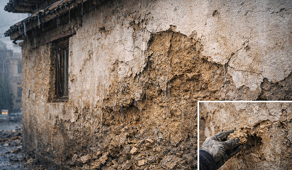 تاثیر باران اسیدی بر نمای گچی و کاهگل